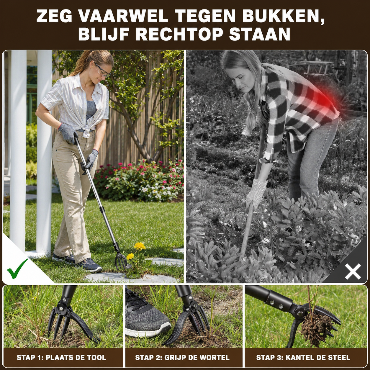EasyRoot™ - Verwijder onkruid met wortel en al, zonder te bukken of te knielen.