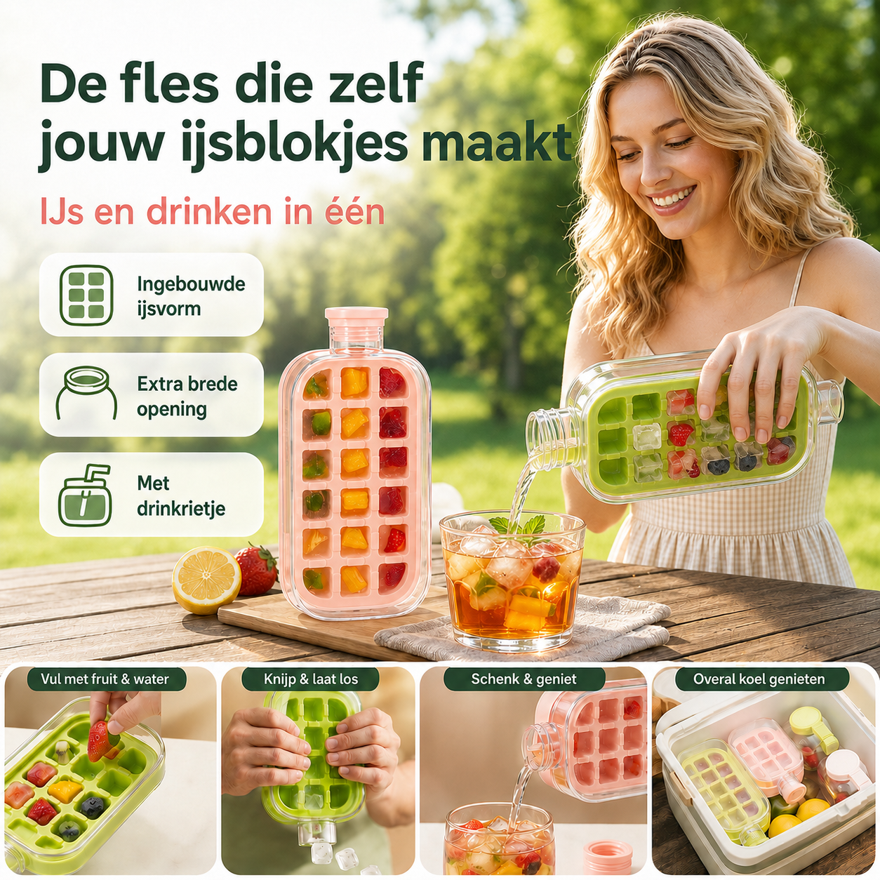 IceDrink™Bottle – De fles die zelf jouw ijsblokjes maakt