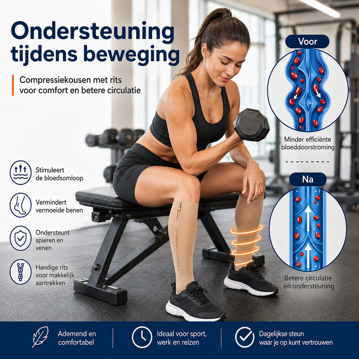 Lévo™ - Compressiesokken met Rits