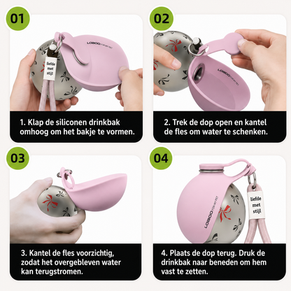 PawSip™ - Fles en drinkbak in één compact design