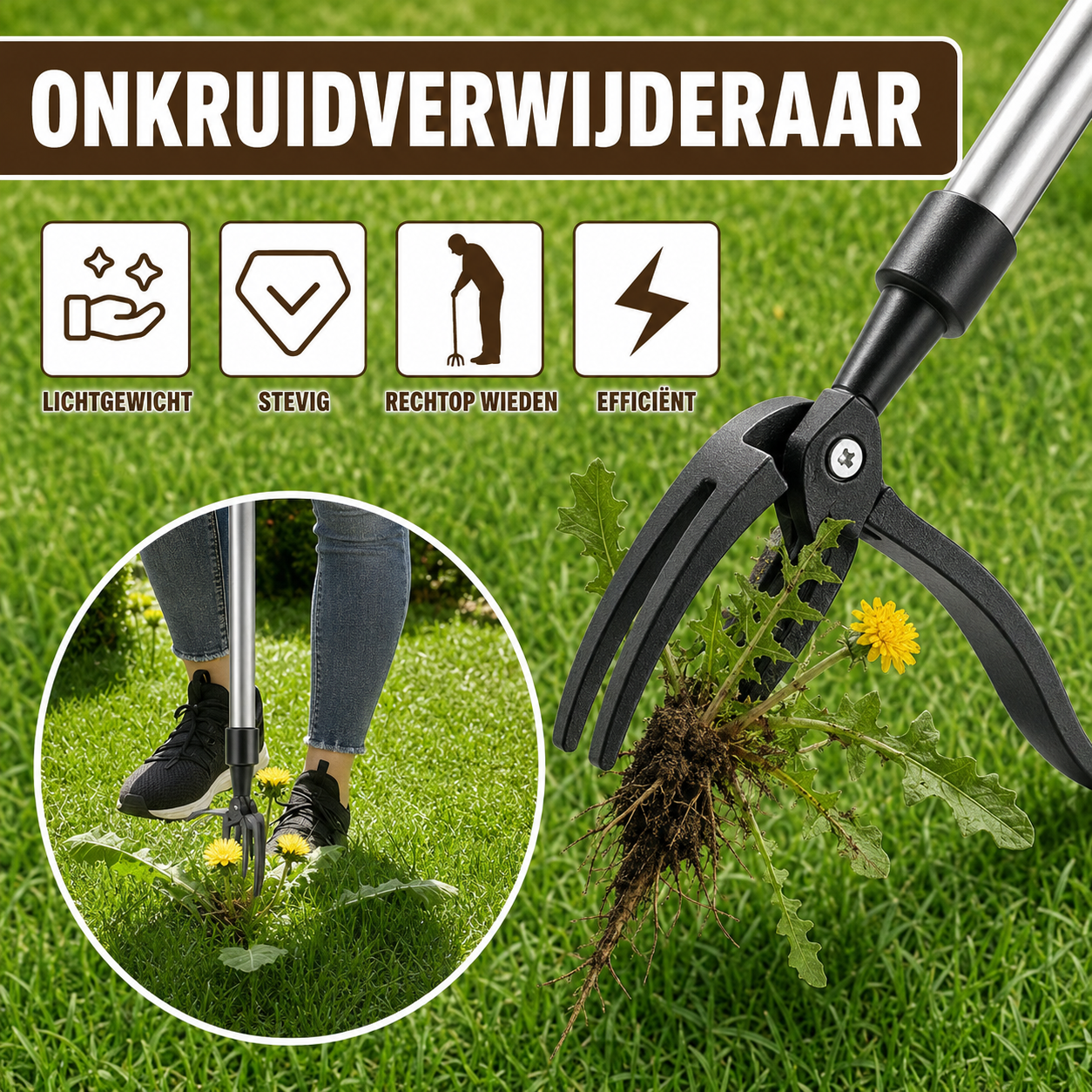 EasyRoot™ - Verwijder onkruid met wortel en al, zonder te bukken of te knielen.