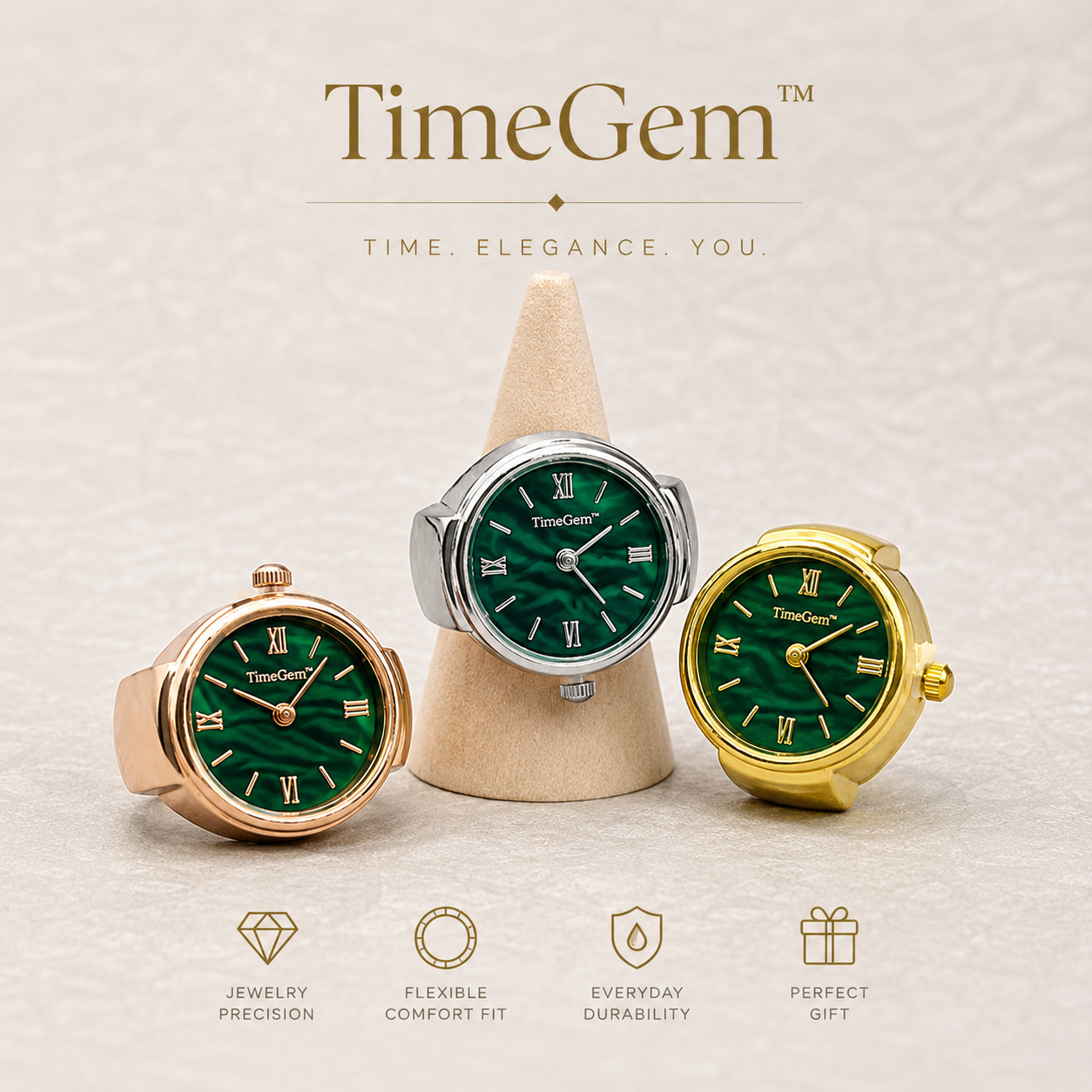 TimeGem™ - Een stijlvol sieraad waarmee je de tijd altijd bij de hand hebt.