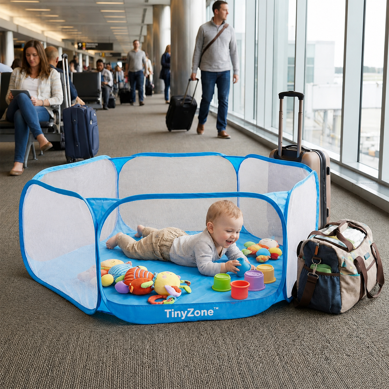 TinyZone™ - De opvouwbare speelplek die je overal mee naartoe neemt.