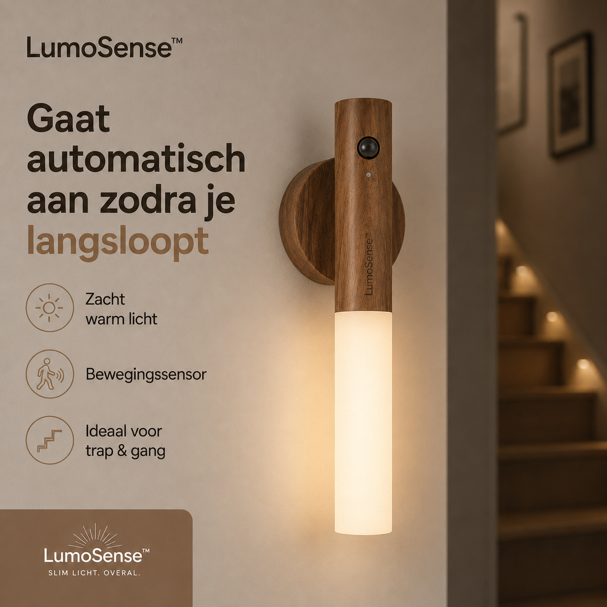 LumoSense™ - Slim licht voor aan de muur én in je hand