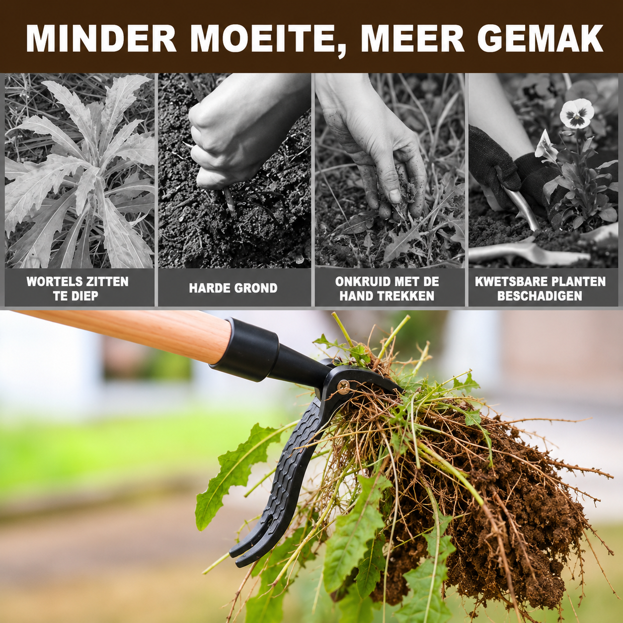 EasyRoot™ - Verwijder onkruid met wortel en al, zonder te bukken of te knielen.