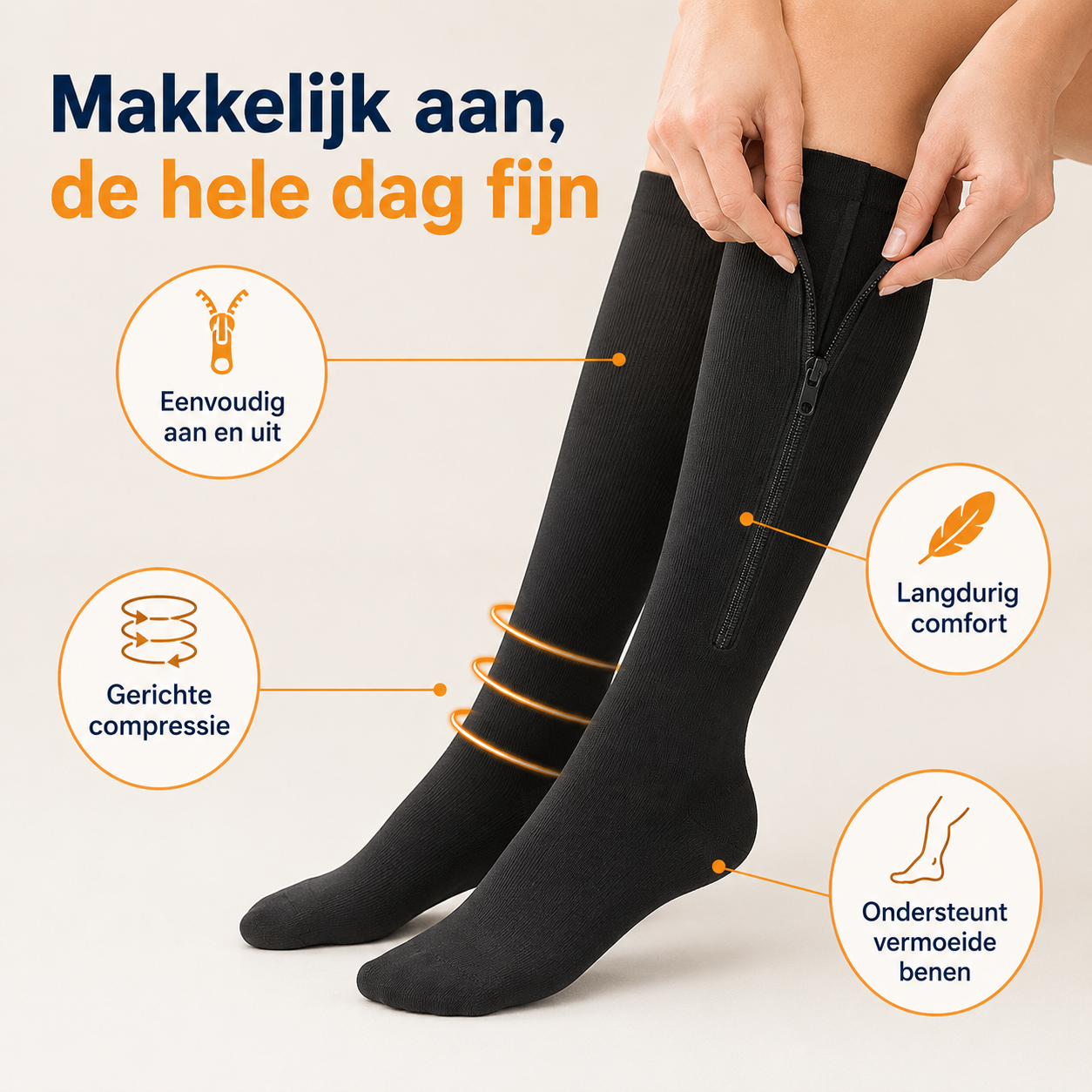 Lévo™ - Compressiesokken met Rits