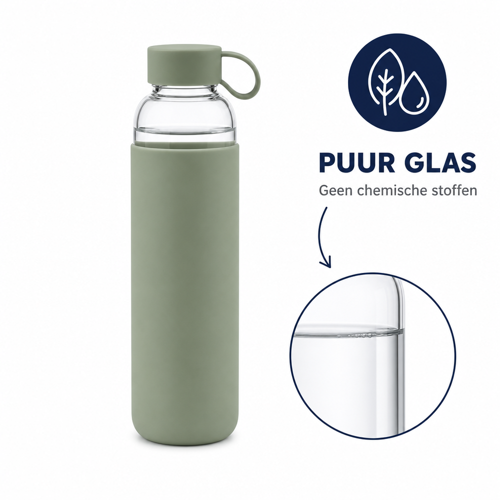 HydroGrip™ drinkfles - puur glas, geen chemische stoffen