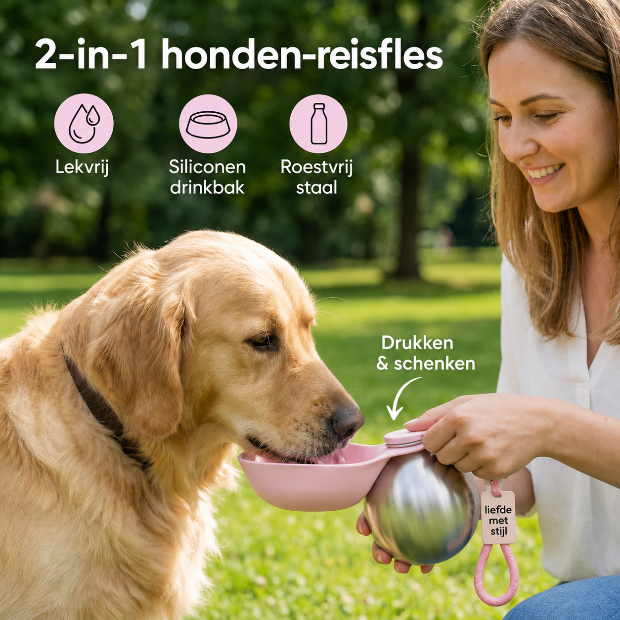 PawSip™ - Fles en drinkbak in één compact design