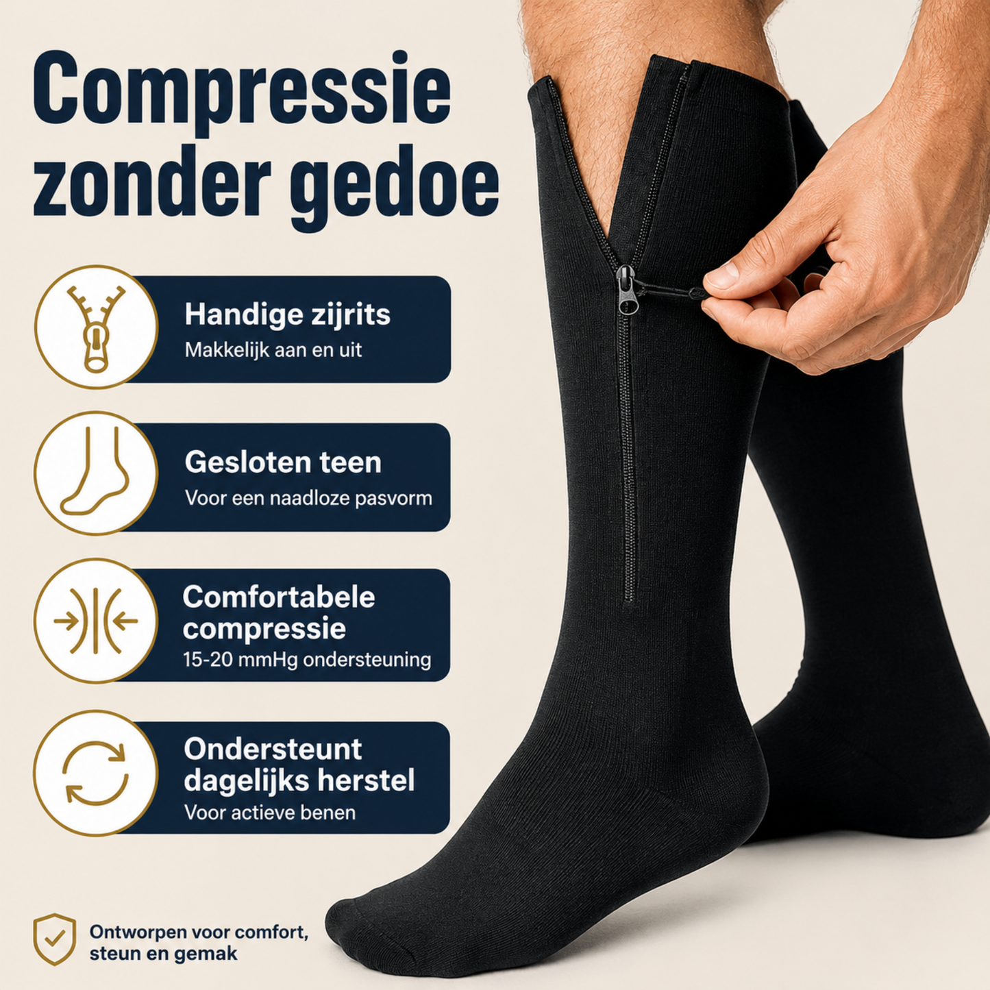 Lévo™ - Compressiesokken met Rits