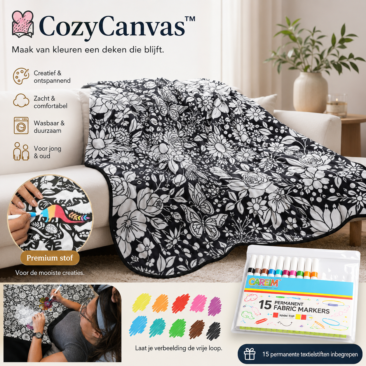 CozyCanvas™ - Ontspan, kleur en kruip daarna onder je eigen creatie.