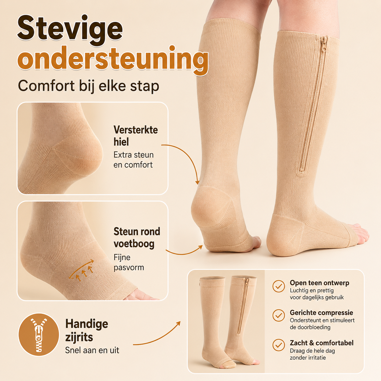 Lévo™ - Compressiesokken met Rits