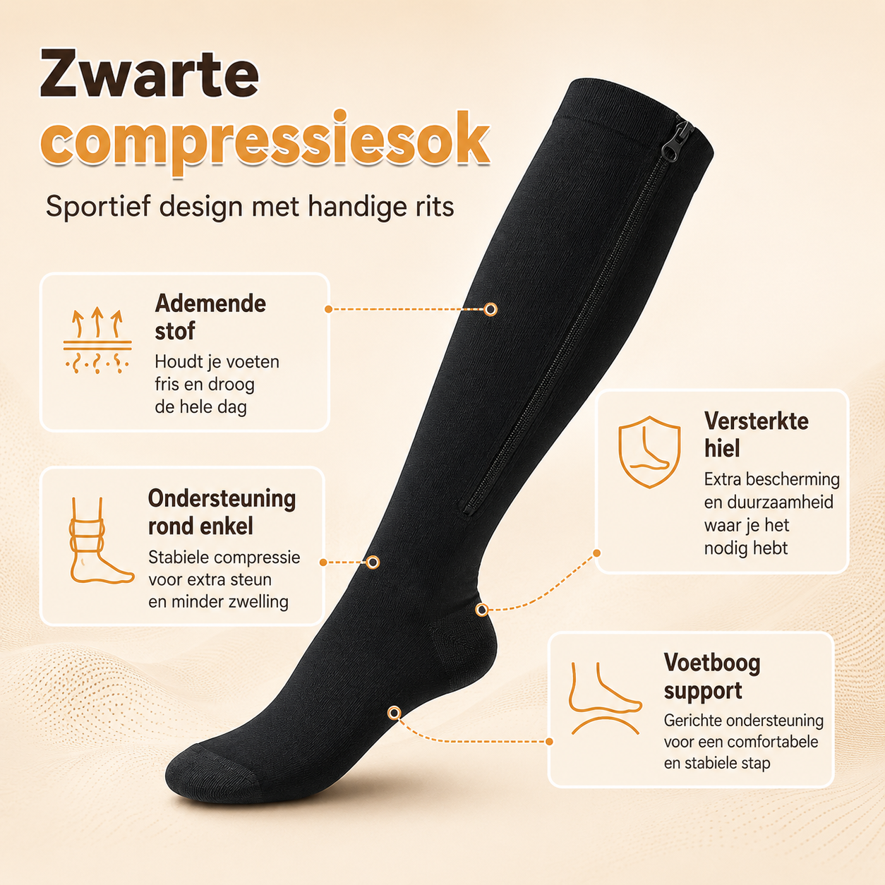 Lévo™ - Compressiesokken met Rits