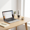 Witte Brewza espressomachine op een kantoorbureau