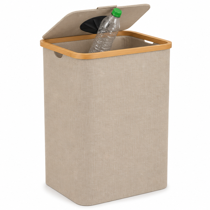 StatiegeldBox in beige met wasbare binnenzak voor statiegeldflessen